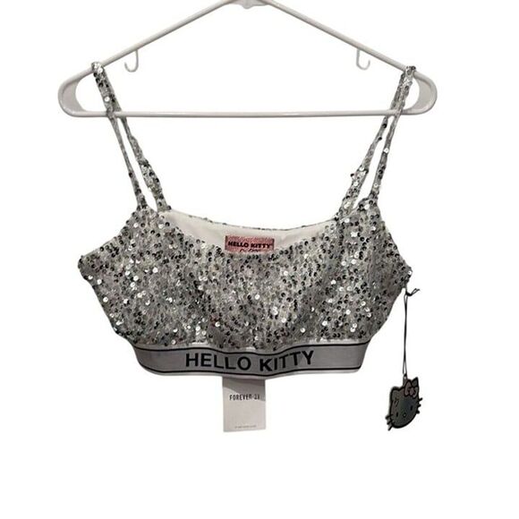 Hello Kitty Silver Sequin Crop Top & Mini Skirt Set - Womens XS - Picture 6 of 12